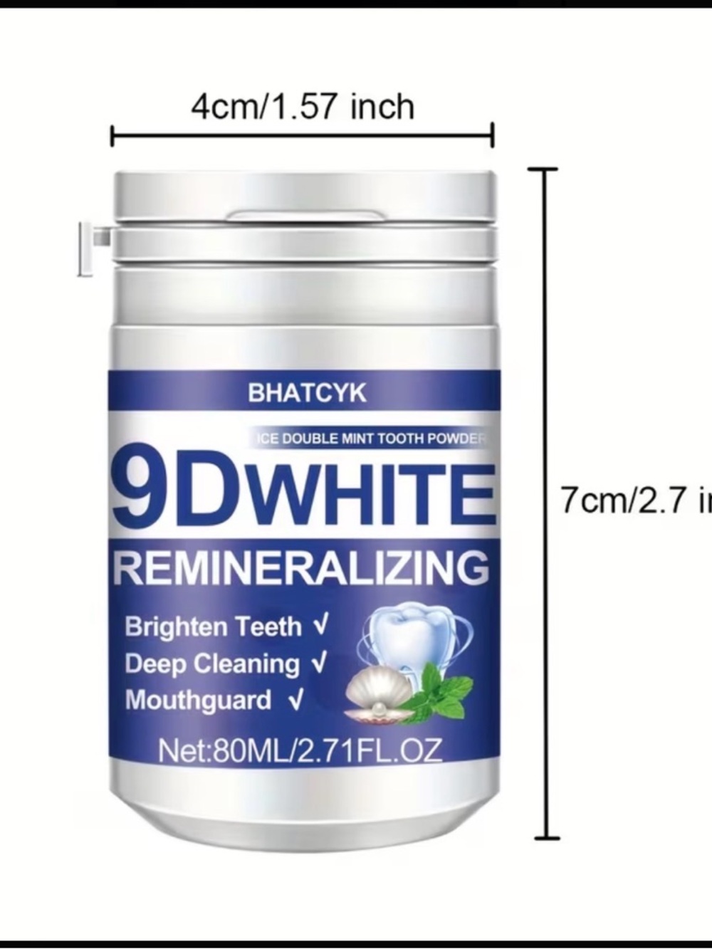 9DWHITE Remineralizing Tooth Powder - Mint (Green)